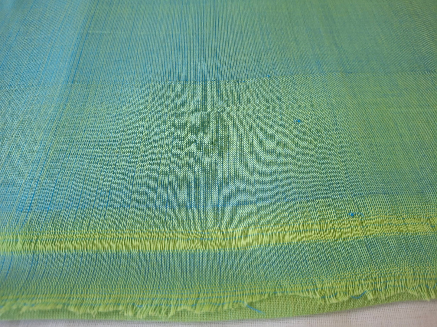Lime Green with Blue border Mul Cotton