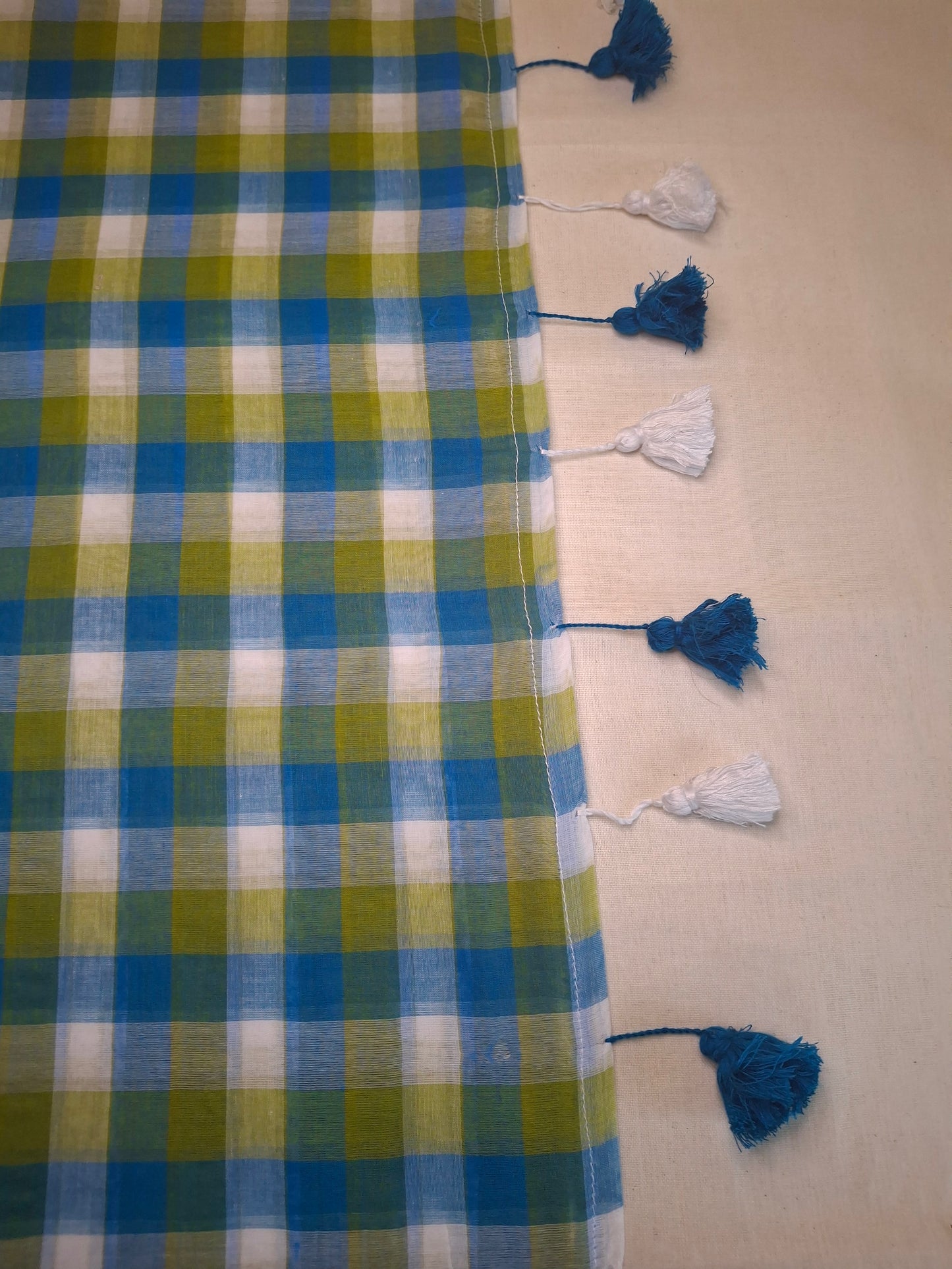 Green and Blue checks Mul Cotton