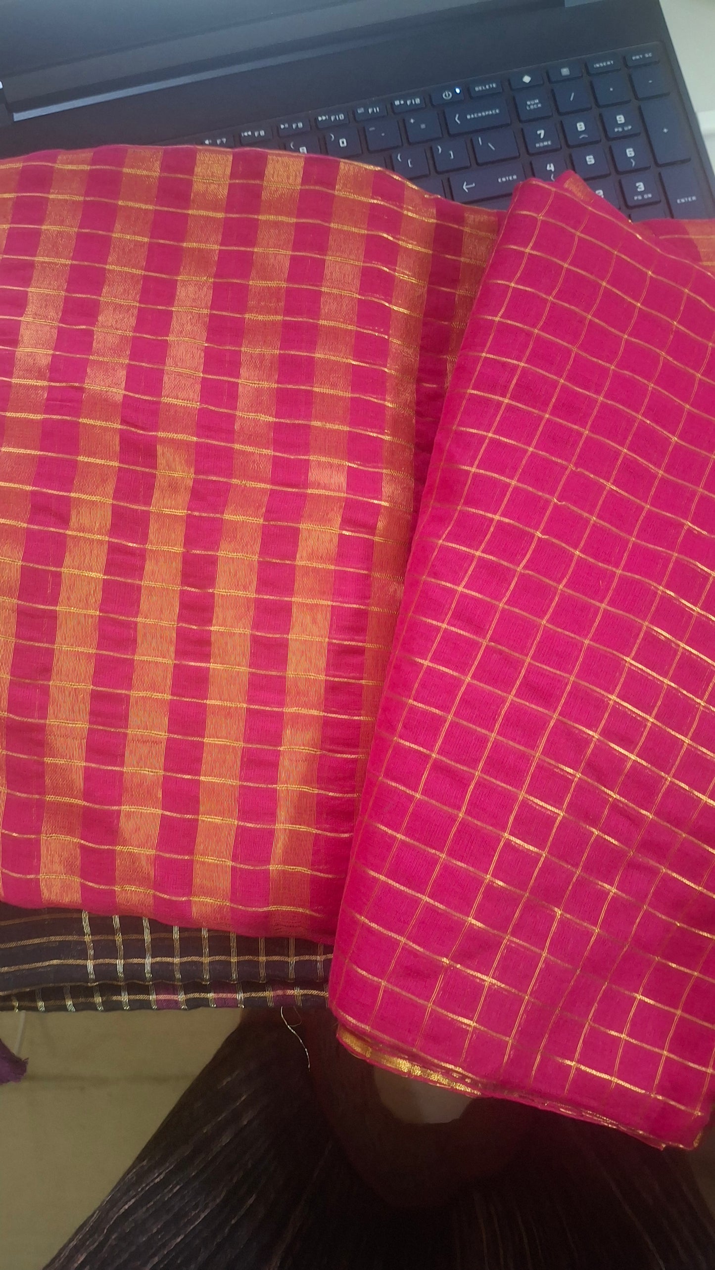 Pink with zari Mul cotton Saree