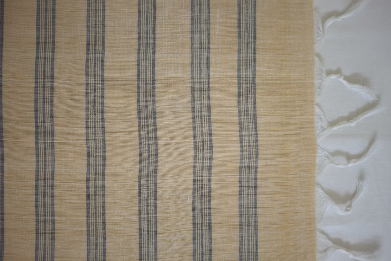 Mustard Yellow with Black border Ponduru Cotton