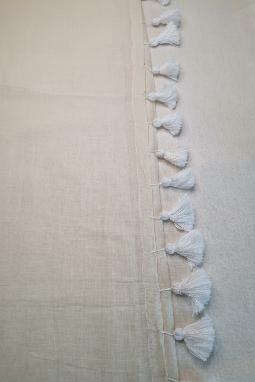Cream with Zari border Plain Mul Cotton