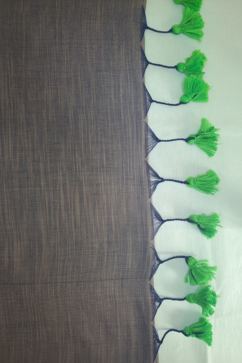 Grey Lilac with Green border Mul Cotton