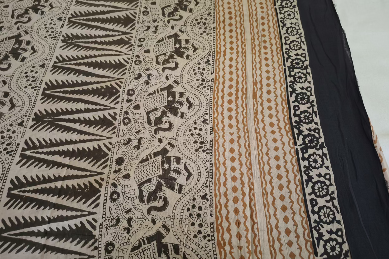 Brown Bagru Handblock Mul Cotton 100