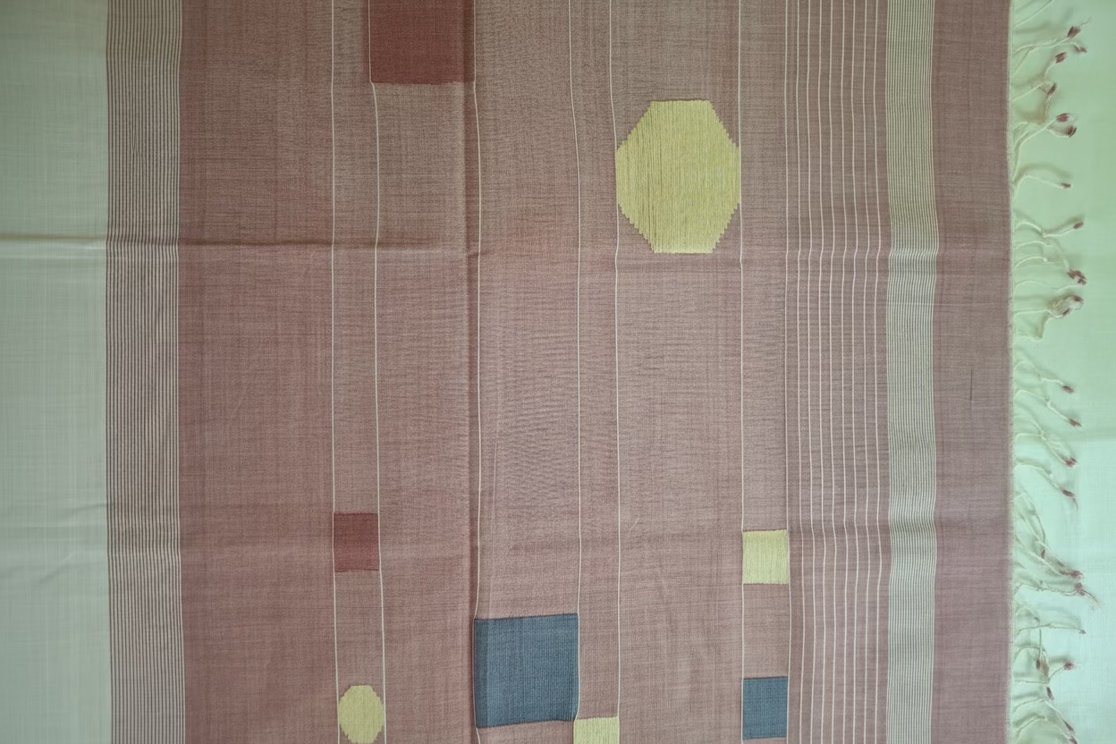 White Jamdani with dual border Ponduru Cotton