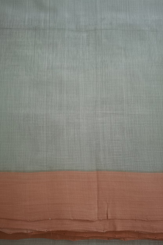 Silver with Saffron border Mangalagiri Cotton