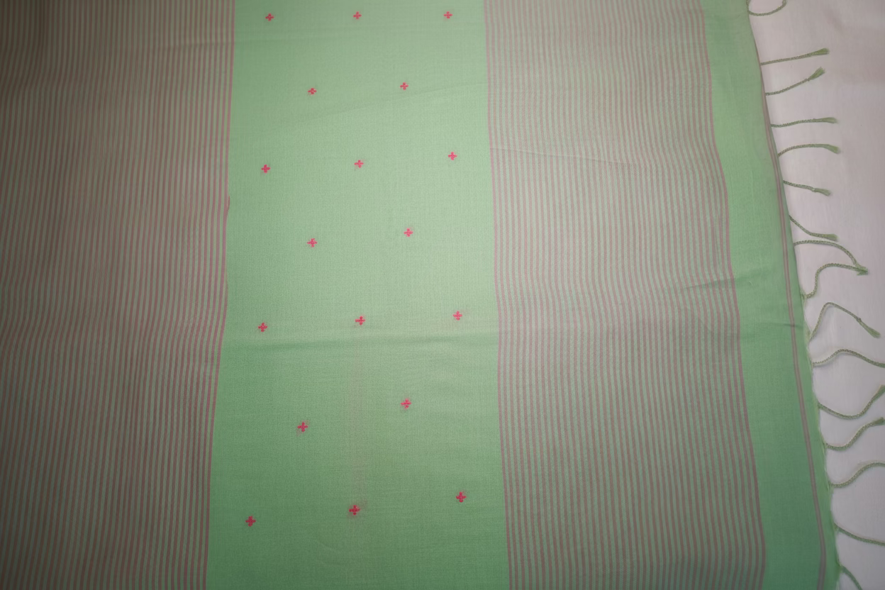 Green Peach Jamdani Cotton 100