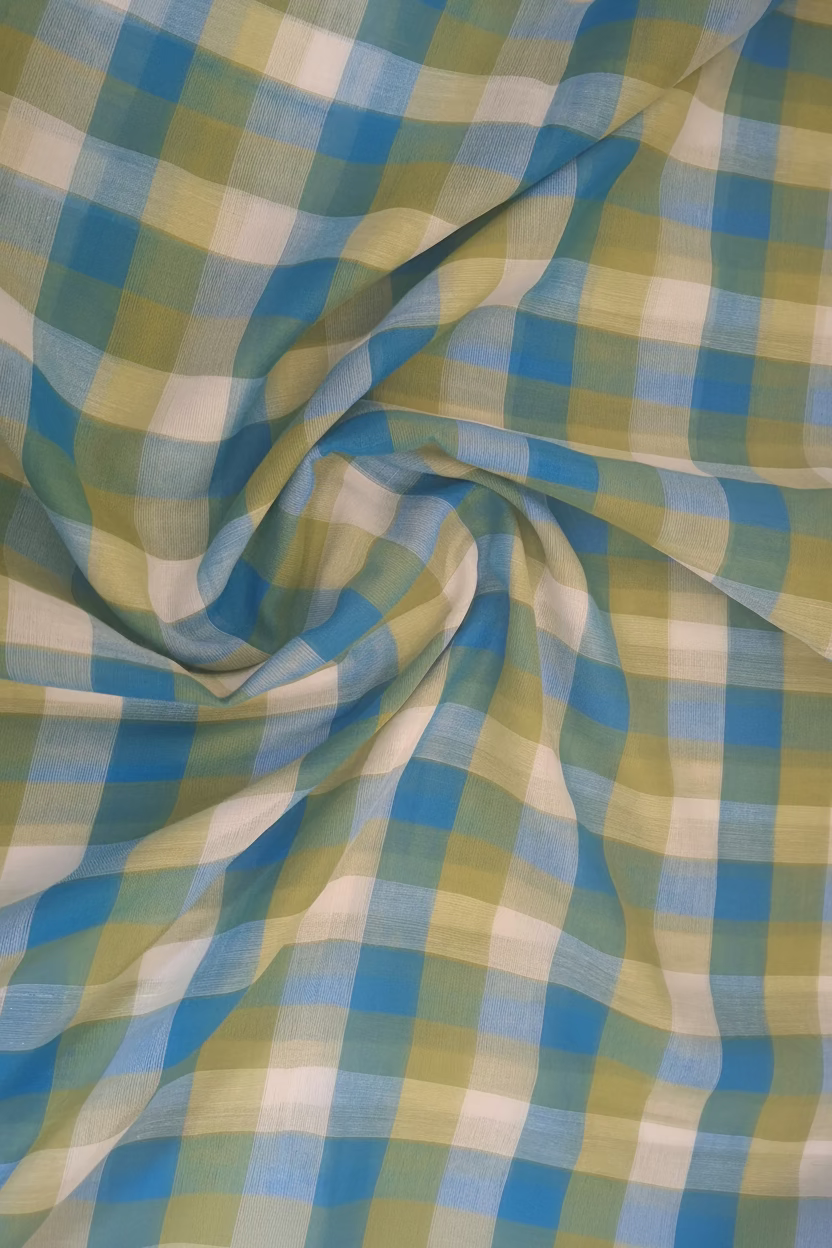 Green and Blue checks Mul Cotton