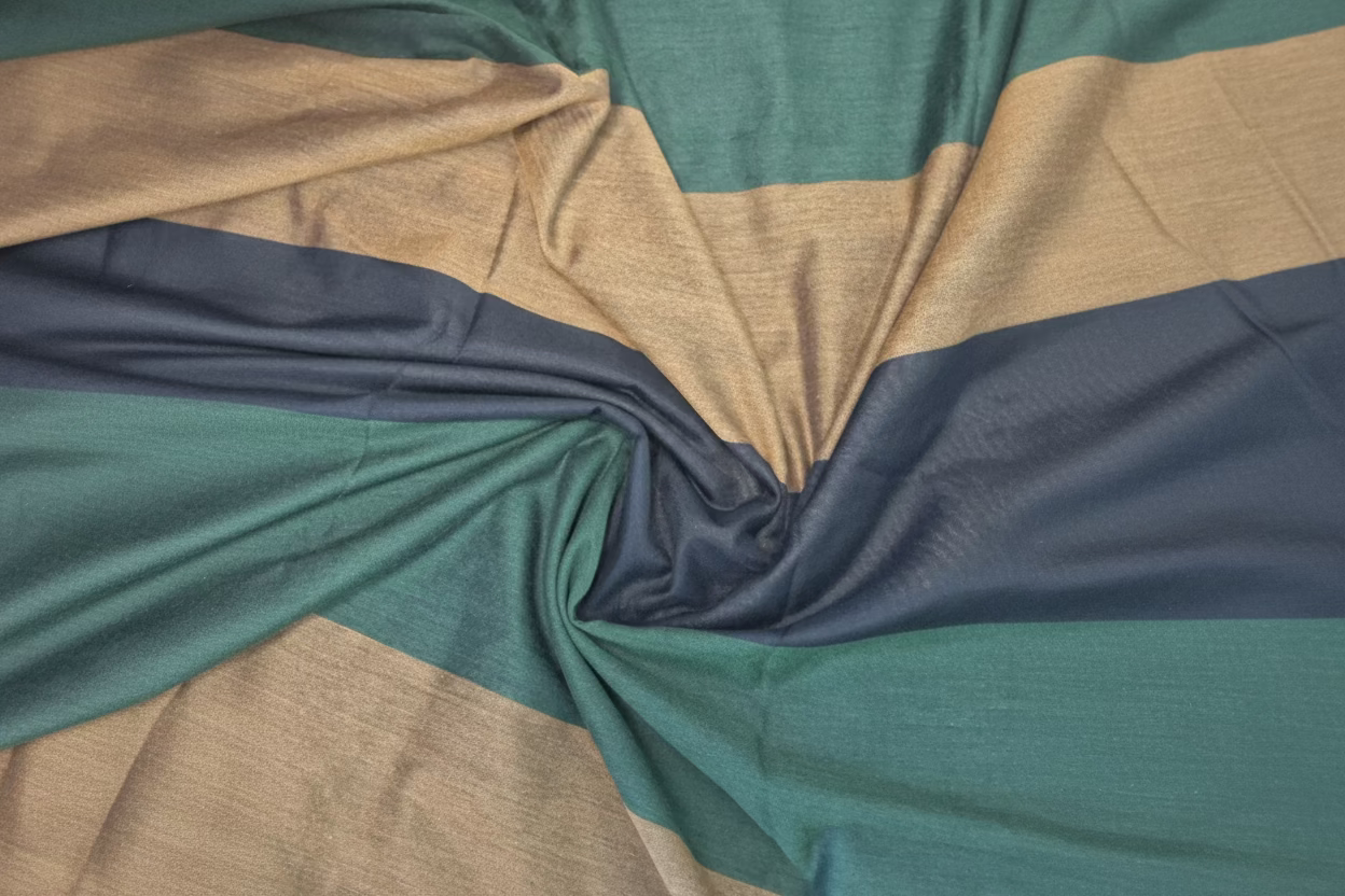 Green and Beige Multicolour stripes Mul cotton