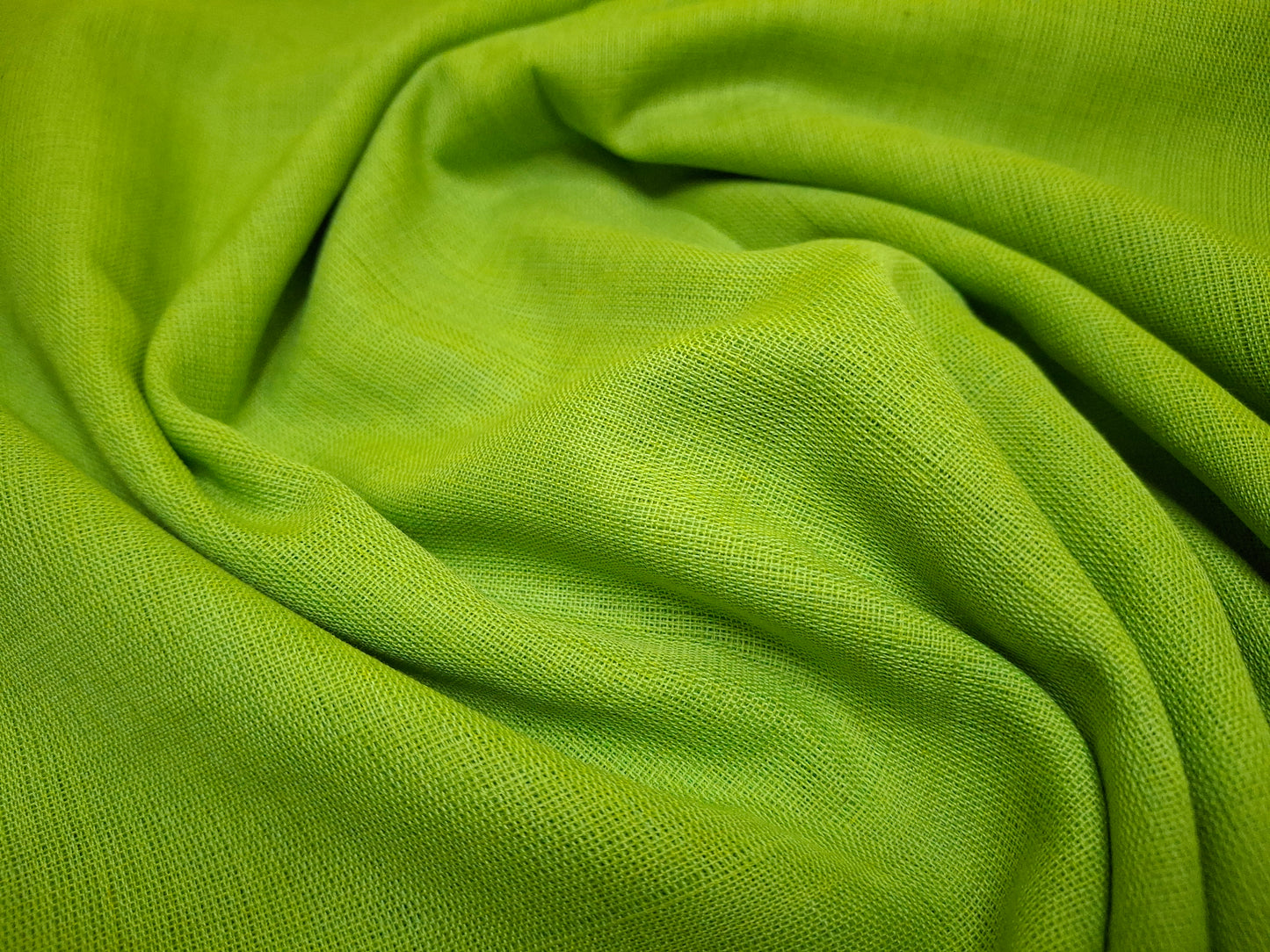 Lime Green with Blue border Mul Cotton
