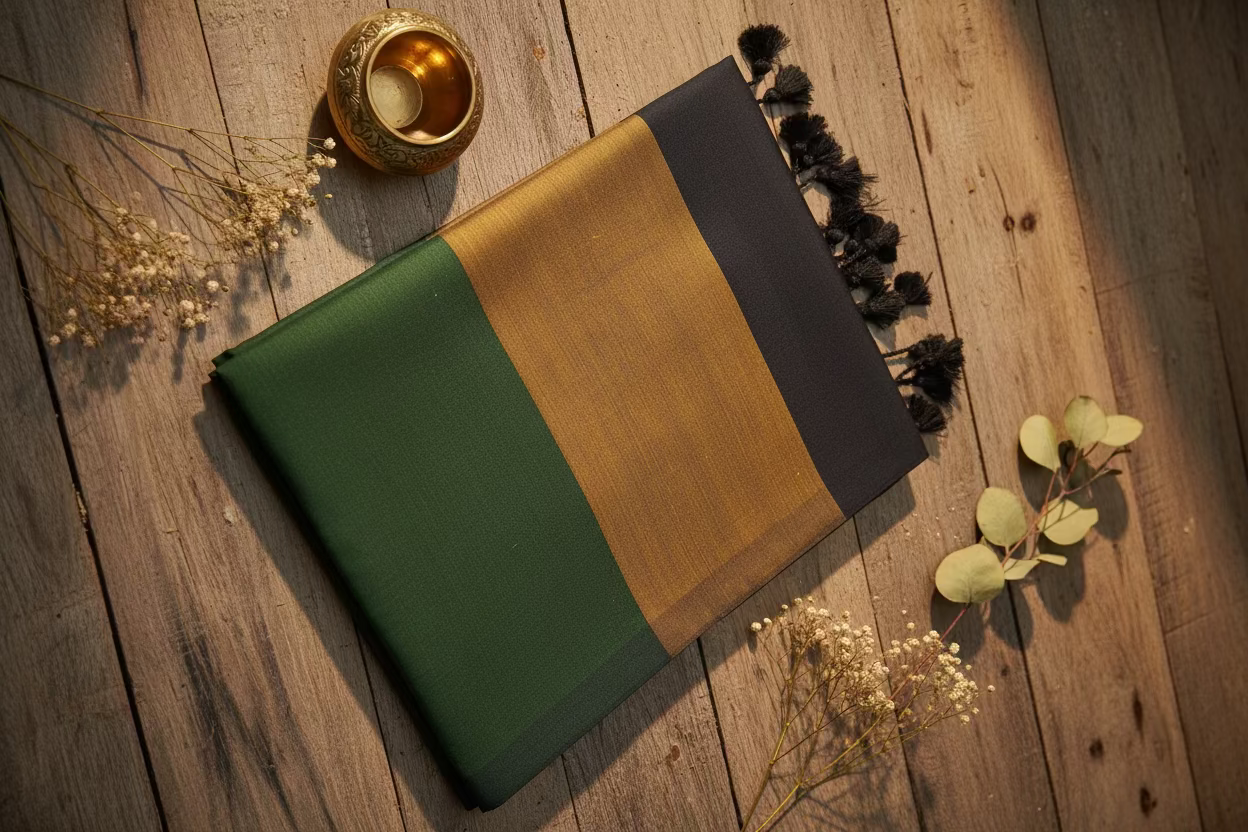 Green and Beige Multicolour stripes Mul cotton