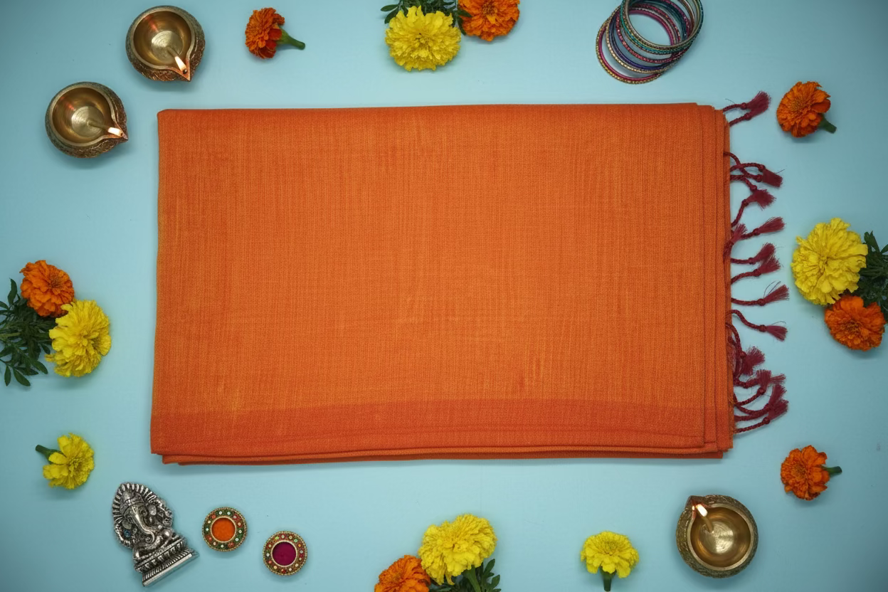 Orange Plain Mul Cotton