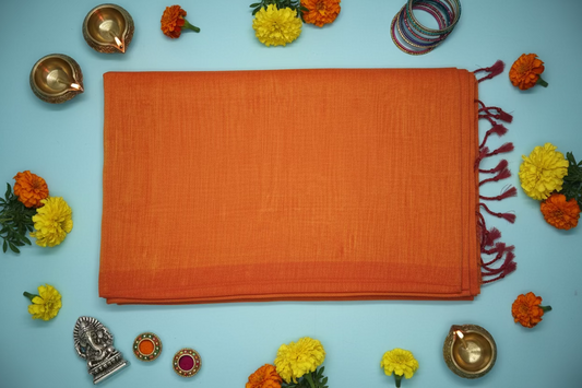 Orange Plain Mul Cotton