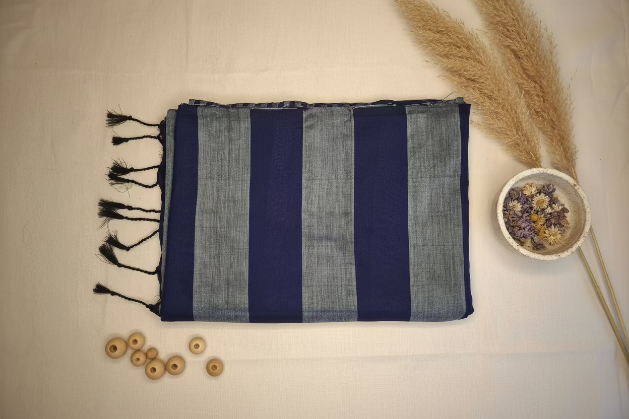 Blue Stripes Mul Cotton