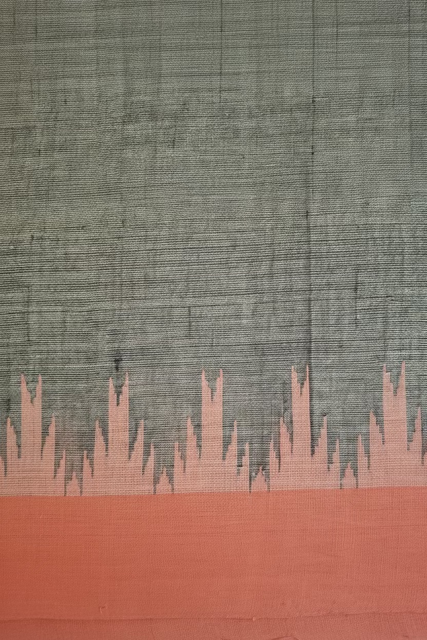 Charcoal grey with Orange border Ponduru Cotton