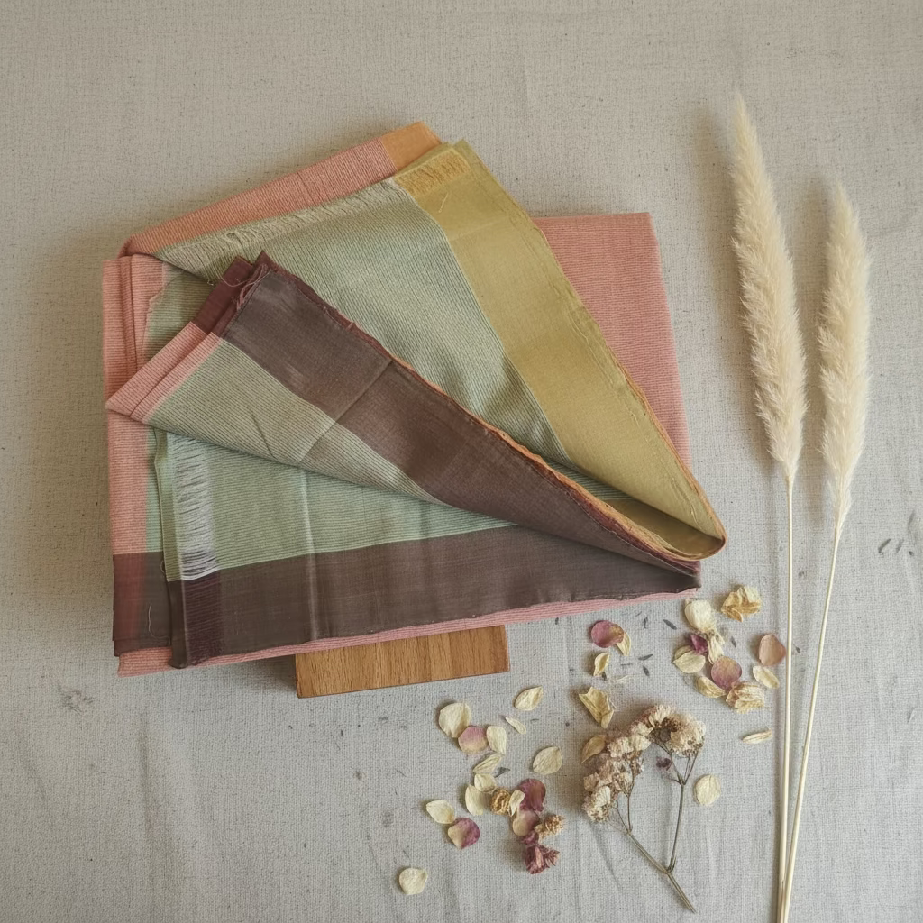 Pink with dual border Mangalagiri Cotton