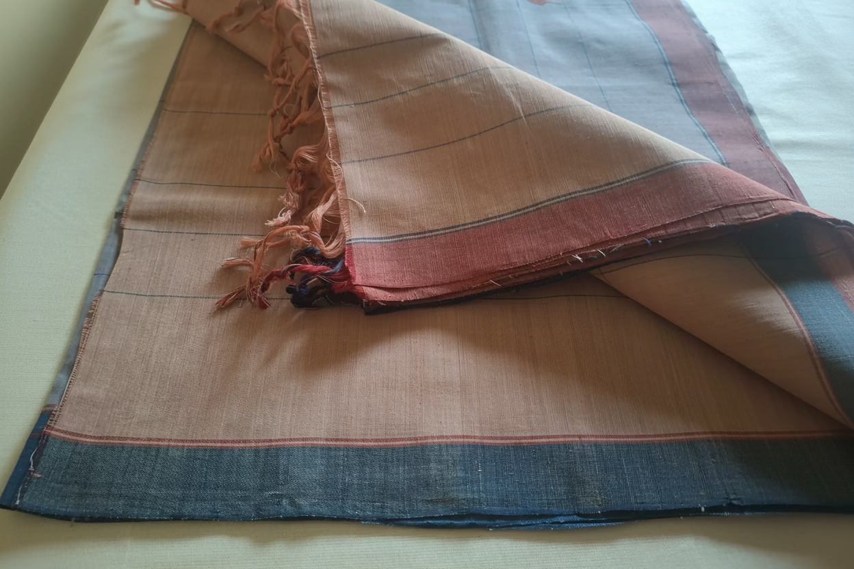 Lavender blue Jamdani with dual border Ponduru Cotton