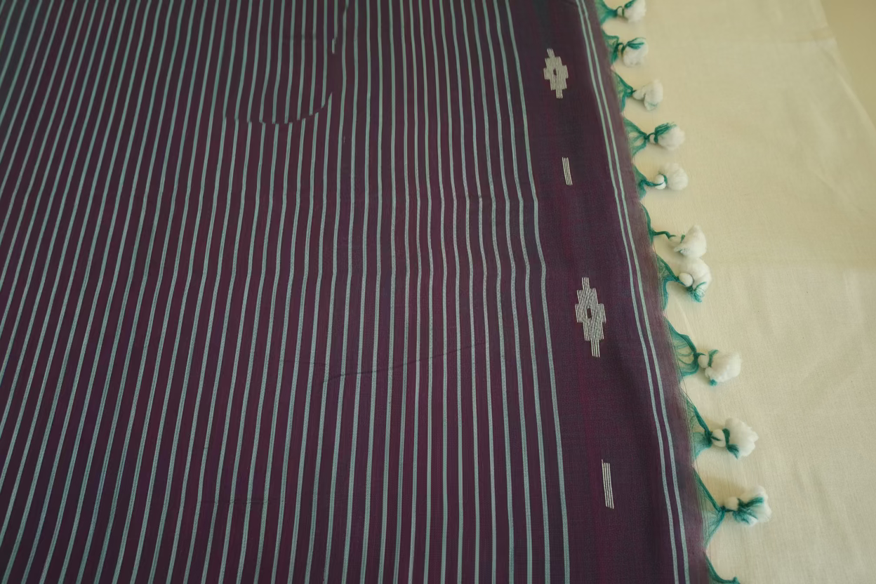 Purple Jamdani Mul Cotton 120