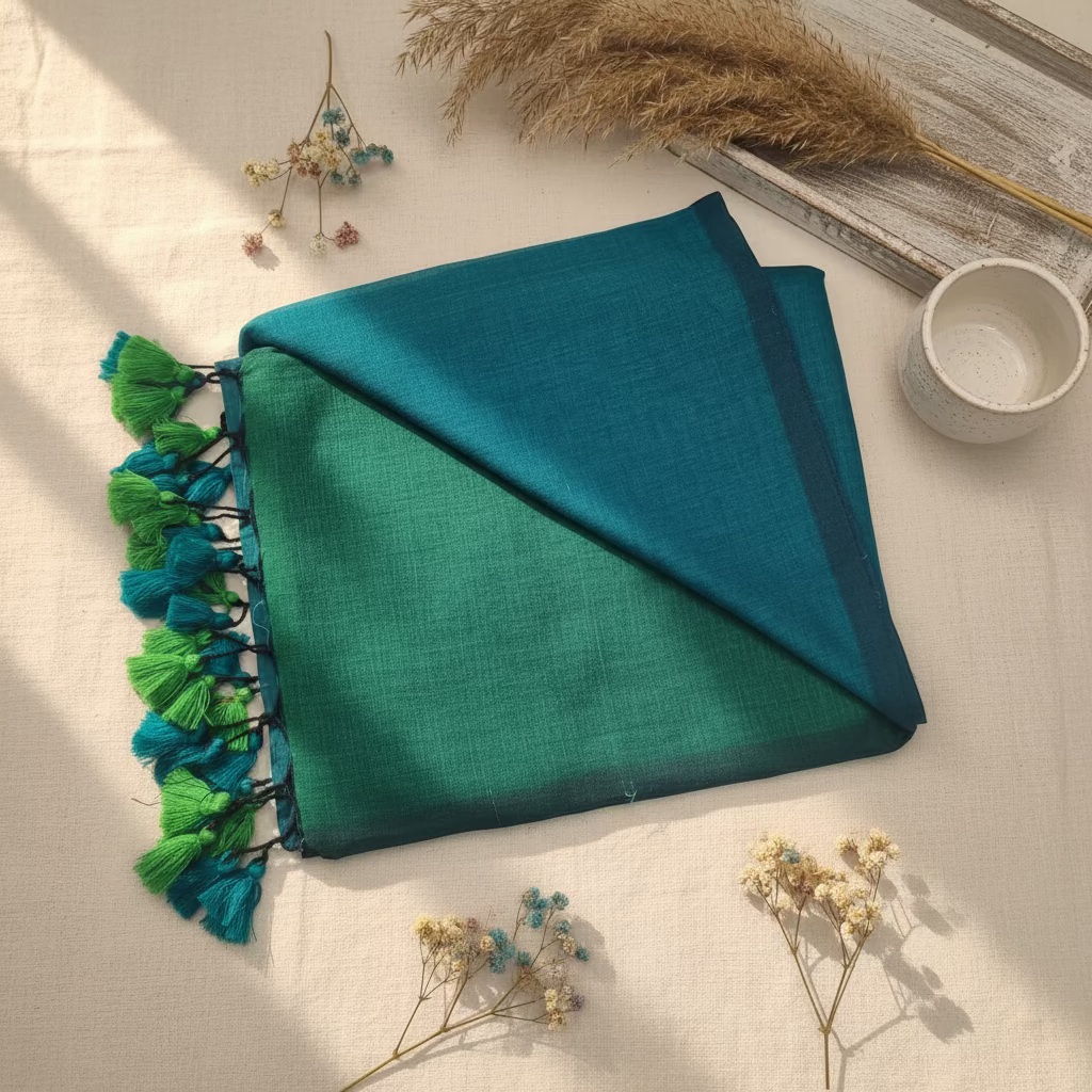 Peacock Blue Plain Mul Cotton