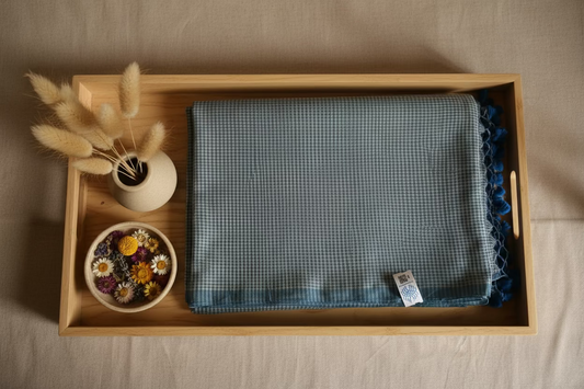 Blueish green checks Mul Cotton 120