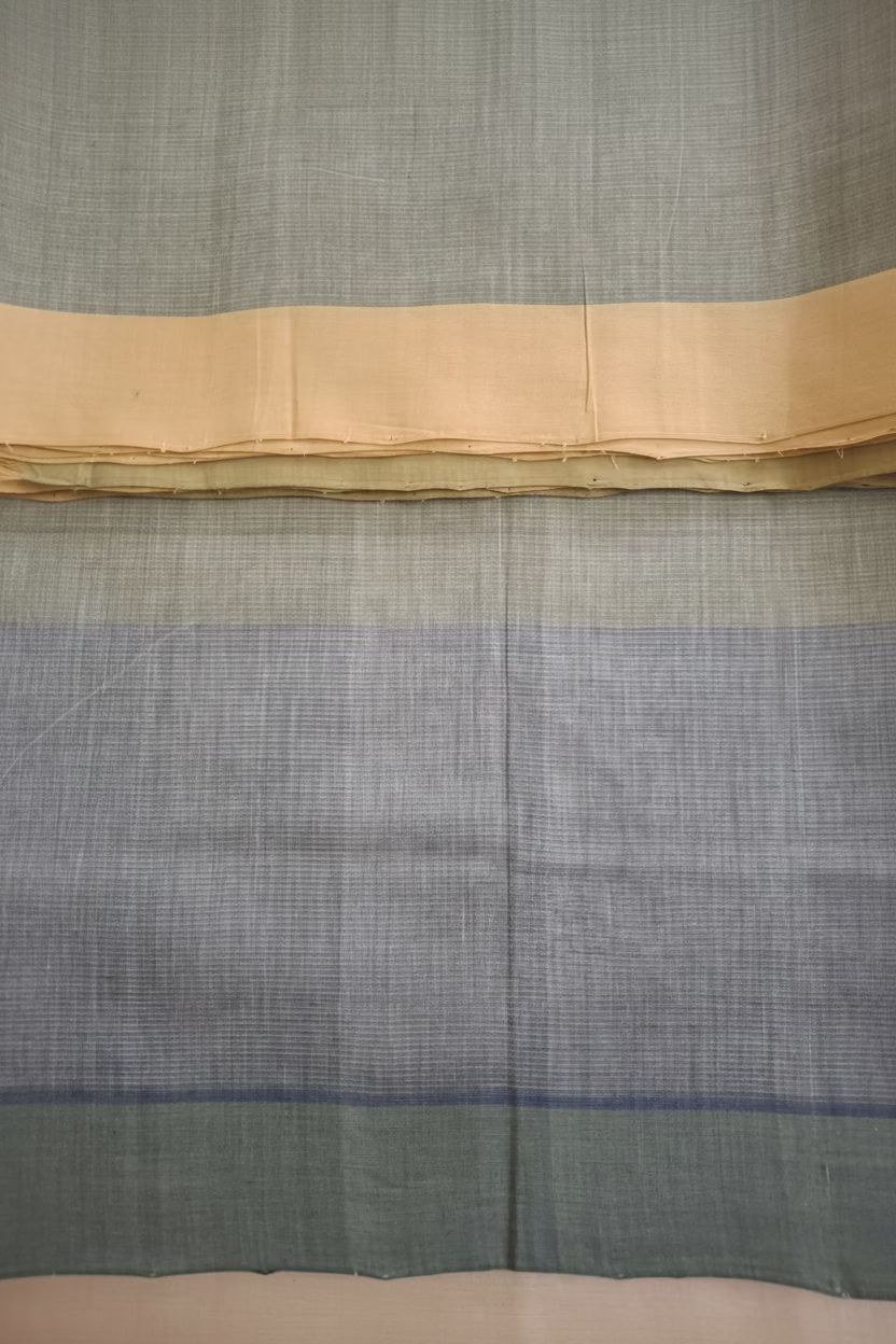 Greyish green with Steel blue  Mangalagiri Cotton