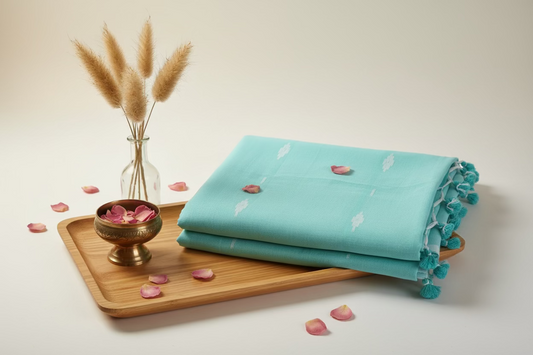 Light Blue Jamdani Mul Cotton 120