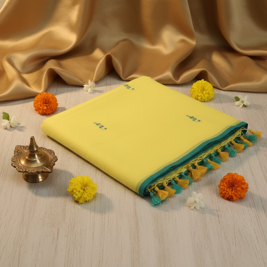 Light Yellow Jamdani Mul Cotton 100