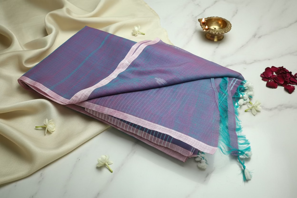 Purple Jamdani Mul Cotton 120