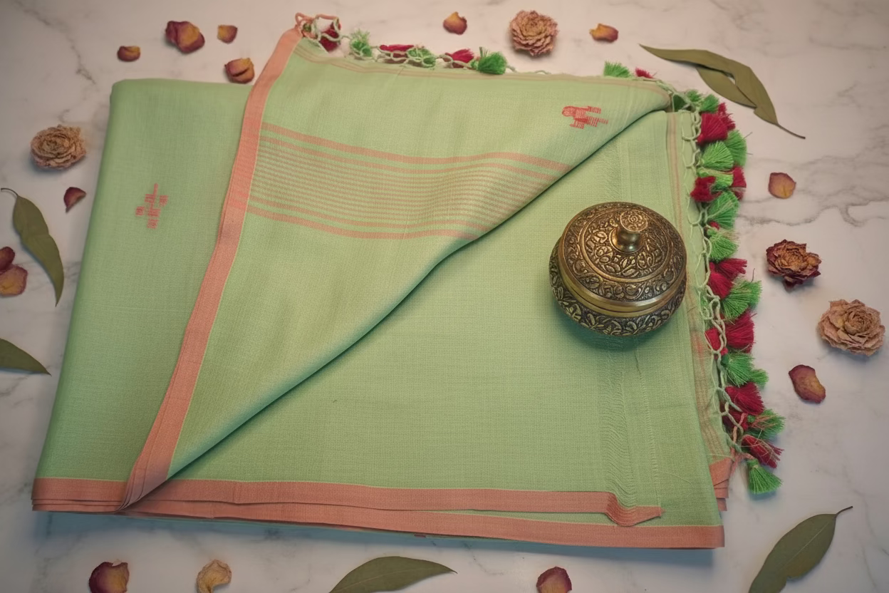 Green Jamdani Mul Cotton 100