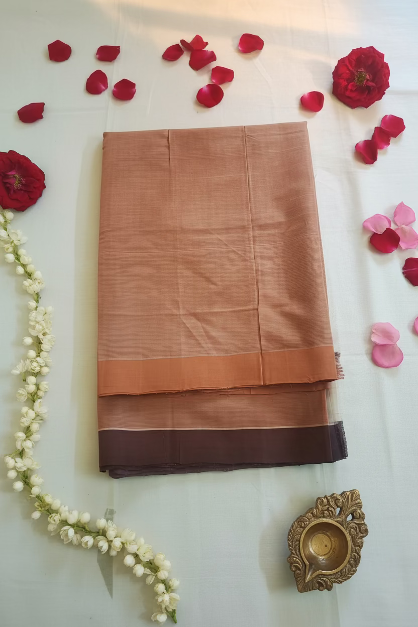 Orange with dual border Mangalagiri Cotton