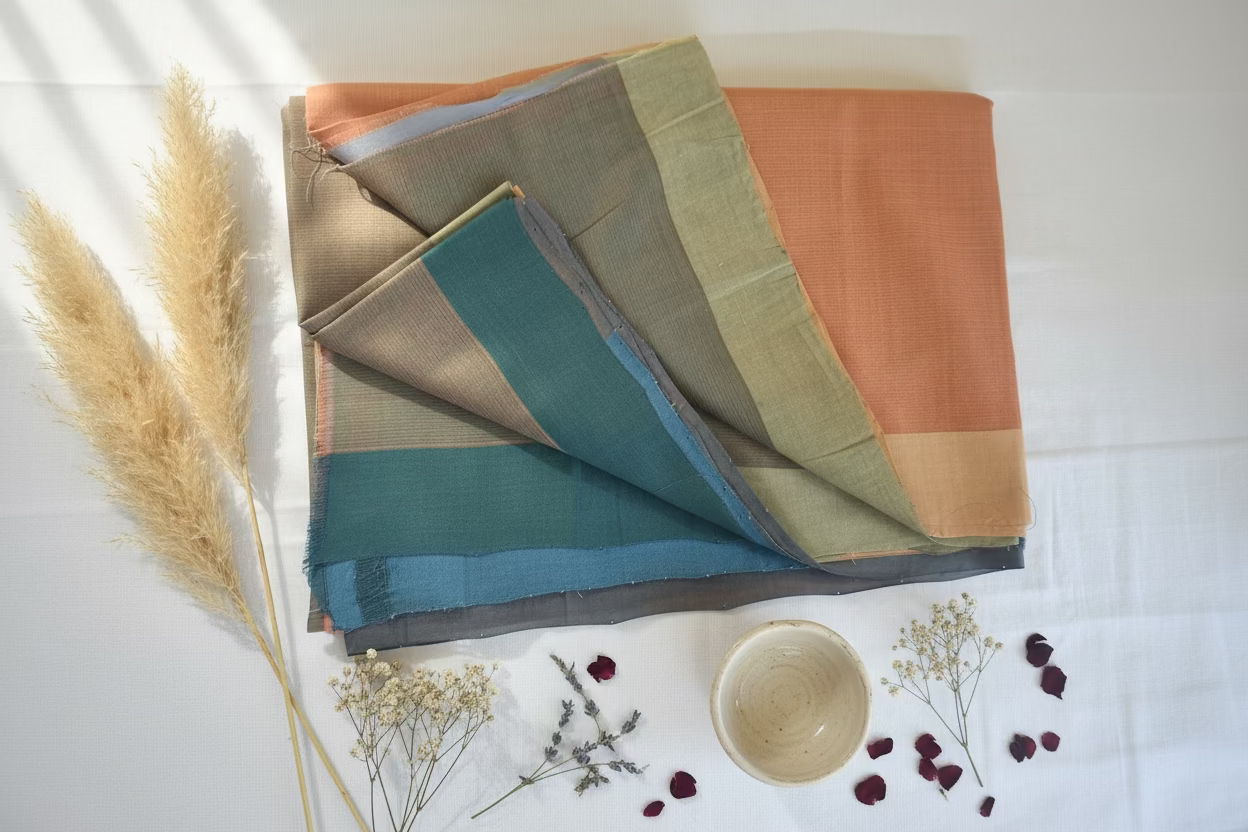 Orange with contrast pallu and blouse Mangalagiri Cotton