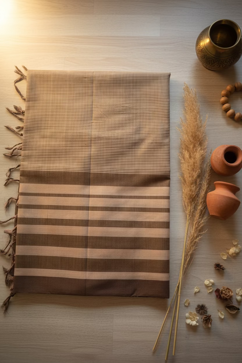 White green Stripes Mangalagiri Cotton