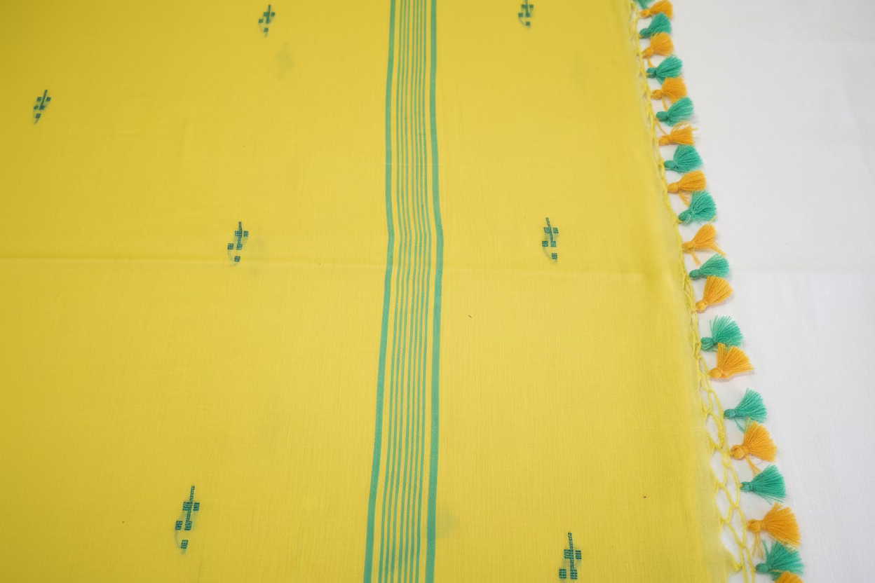 Light Yellow Jamdani Mul Cotton 100