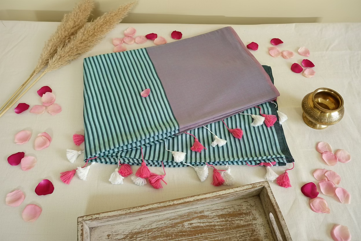 Blue Stripes Mul Cotton 120
