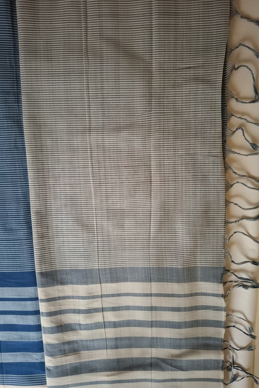 Indigo White Stripes Mangalagiri Cotton