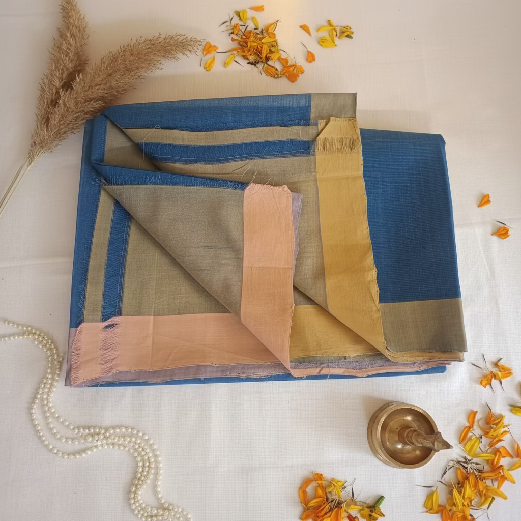 Blue with dual border Mangalagiri Cotton