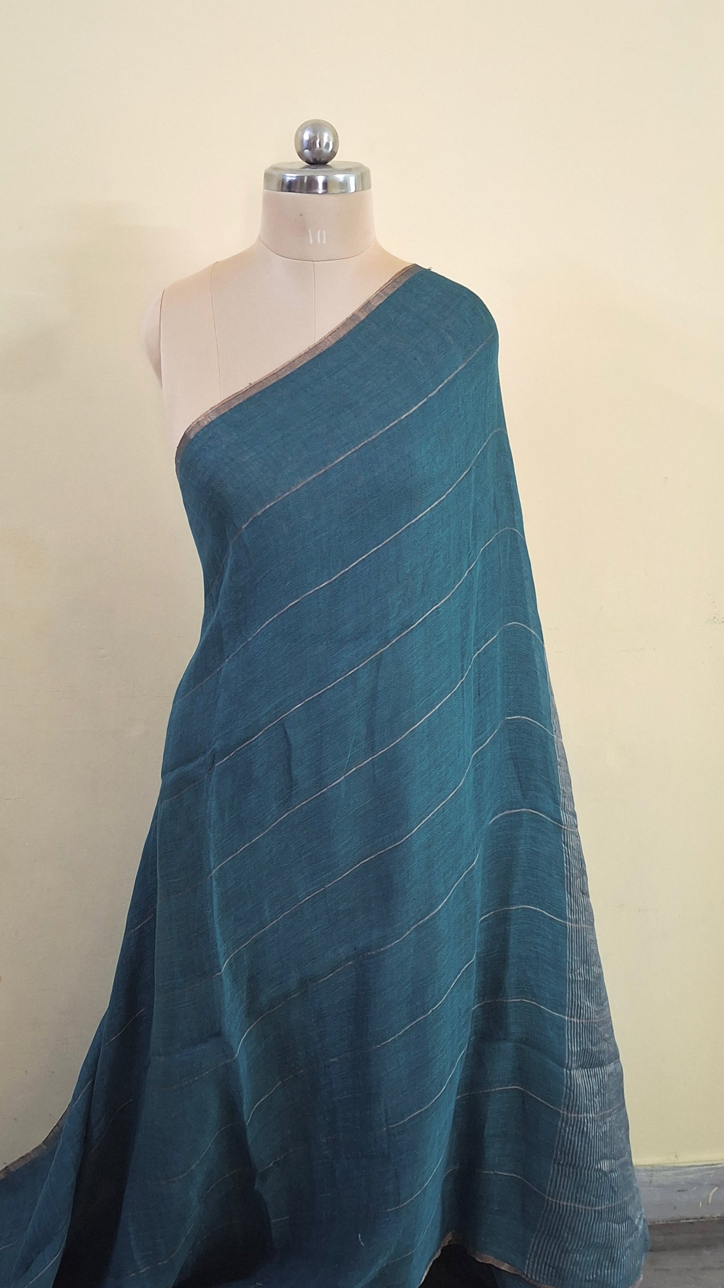 Blue Linen Saree