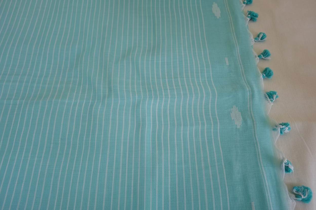 Light Blue Jamdani Mul Cotton 120