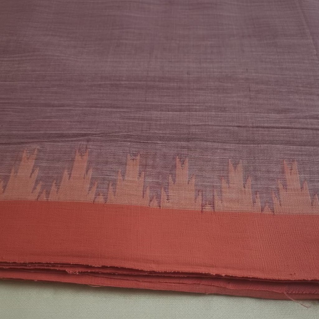 Pink with Orange border Ponduru Cotton