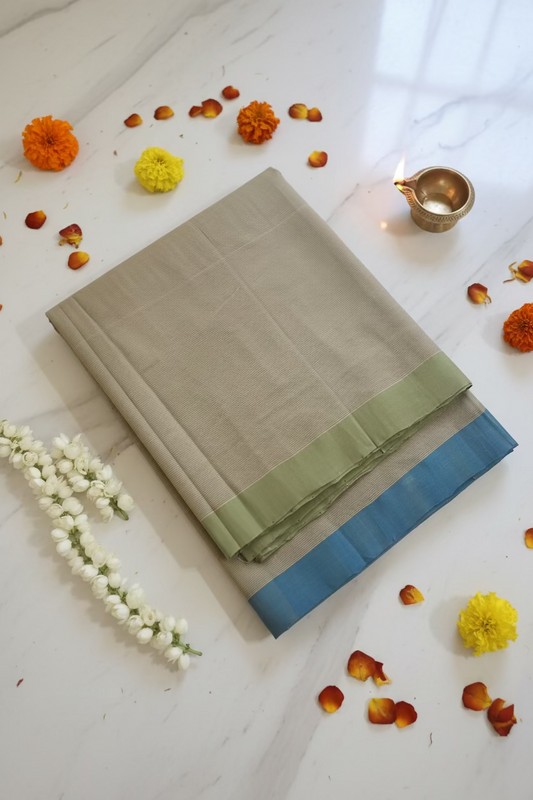 Pinkish green with dual border Mangalagiri Cotton
