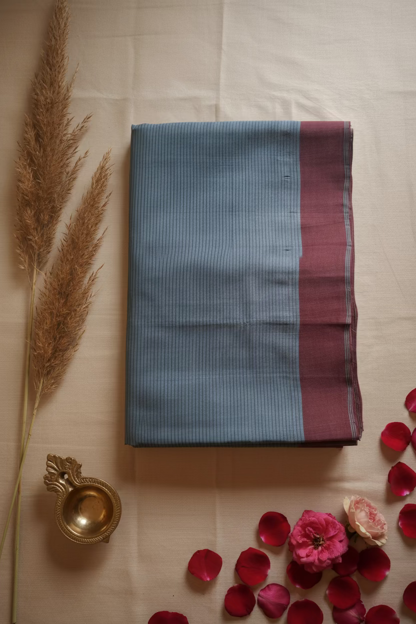 Blue red Stripes Mangalagiri Cotton