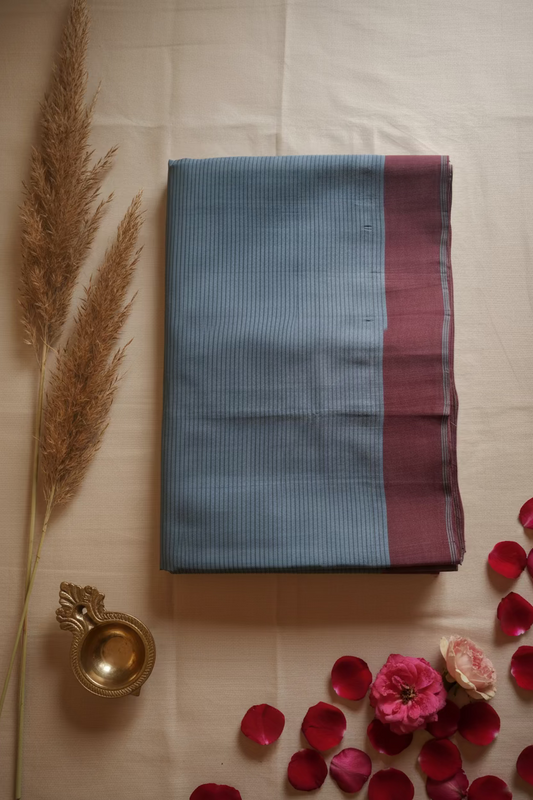Blue red Stripes Mangalagiri Cotton
