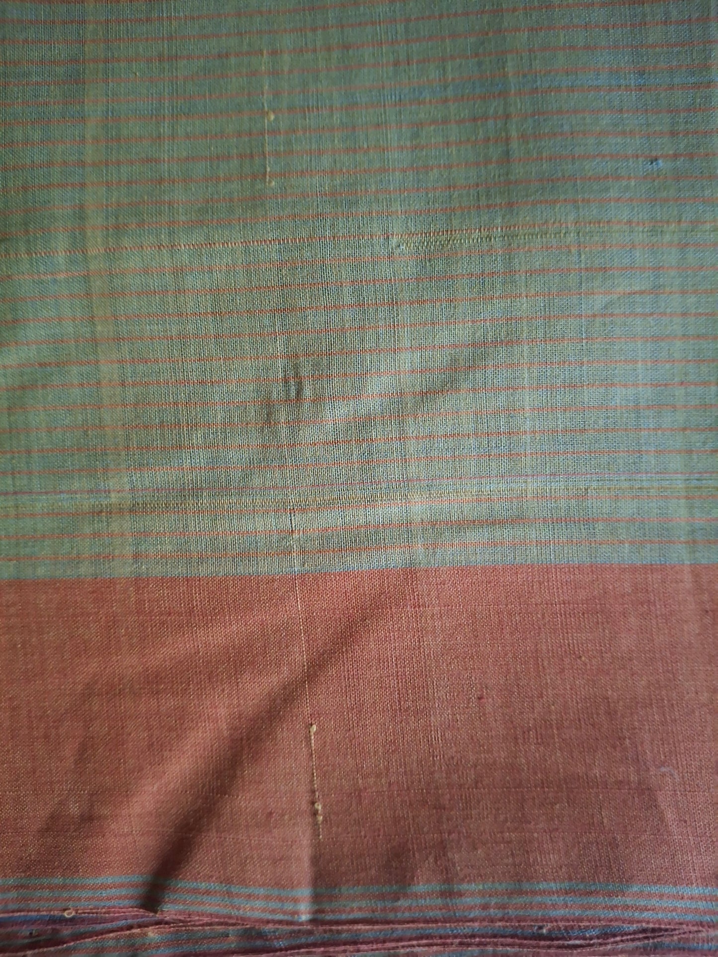 Green Orange Stripes Mangalagiri Cotton