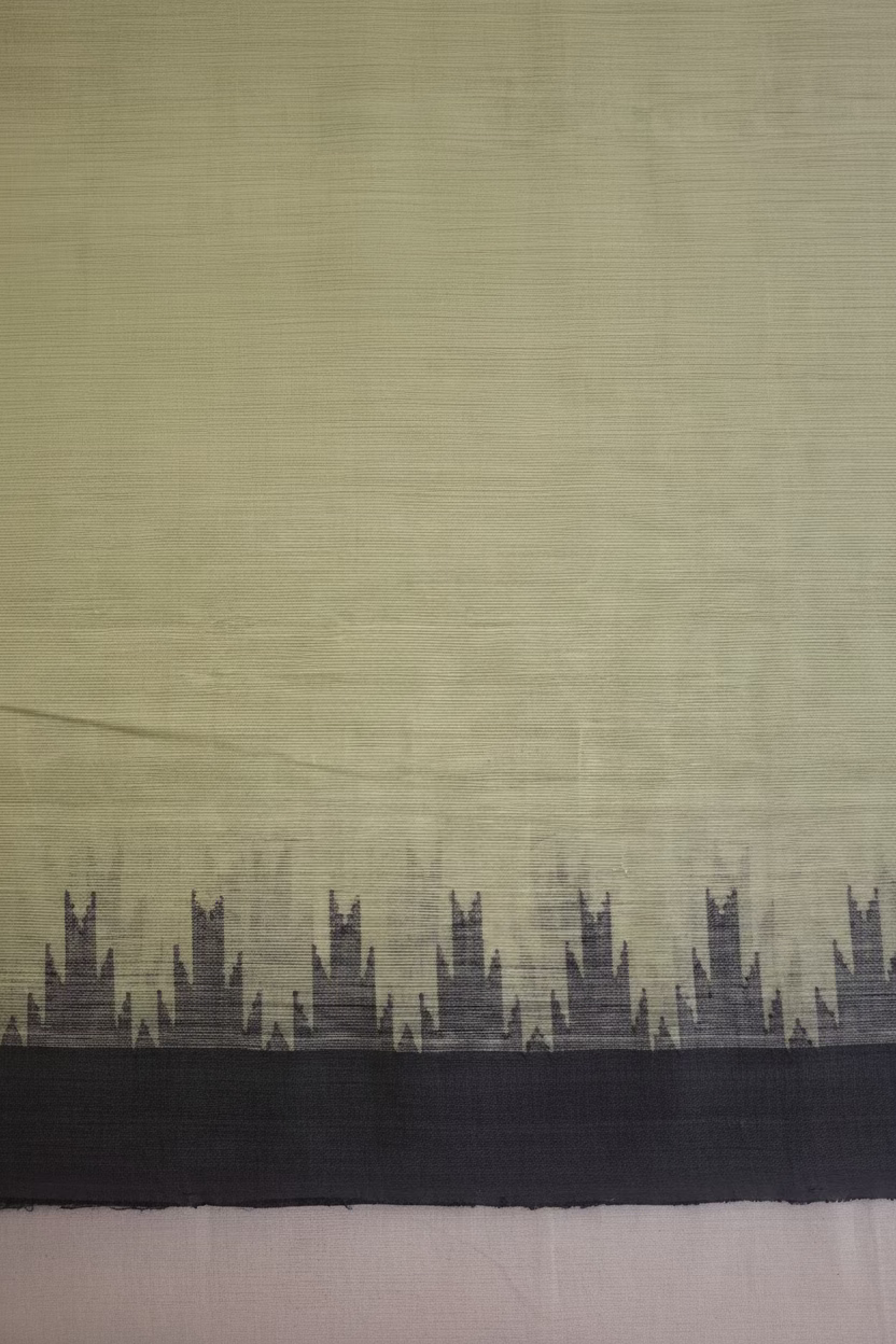 Pista Green with Black border Ponduru Cotton