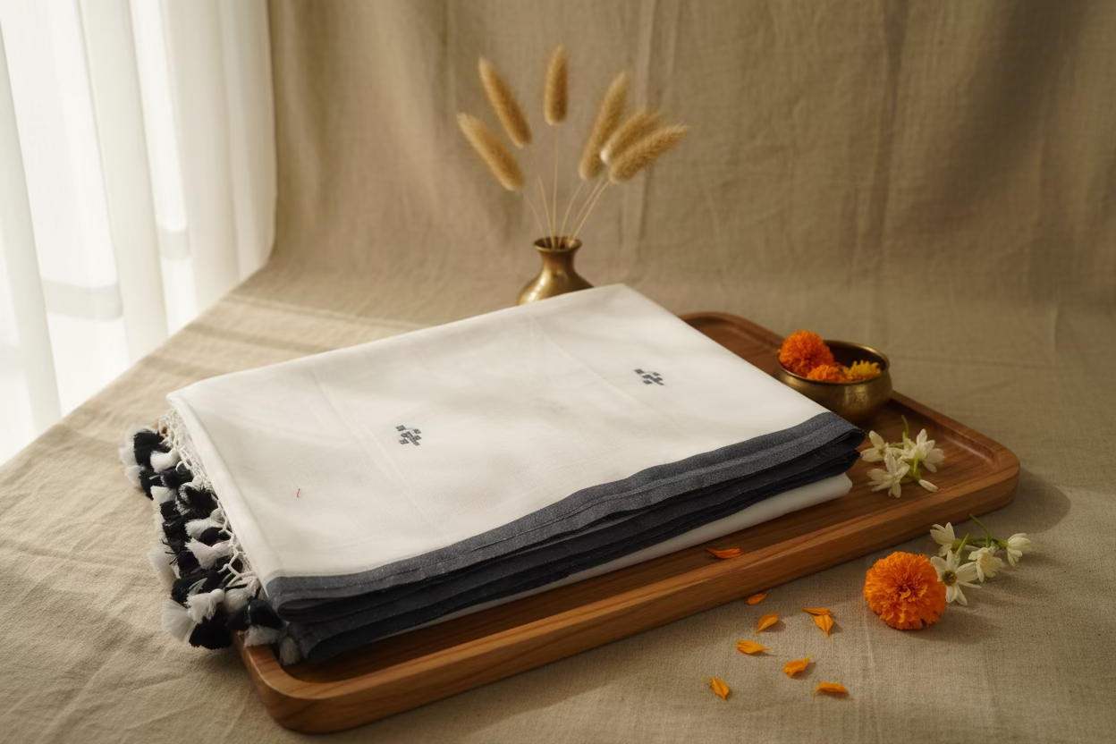 White Jamdani Mul Cotton 100