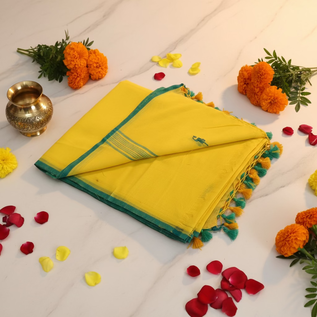 Light Yellow Jamdani Mul Cotton 100