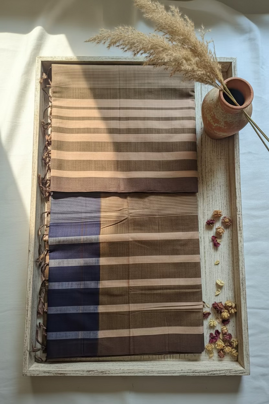 White green Stripes Mangalagiri Cotton