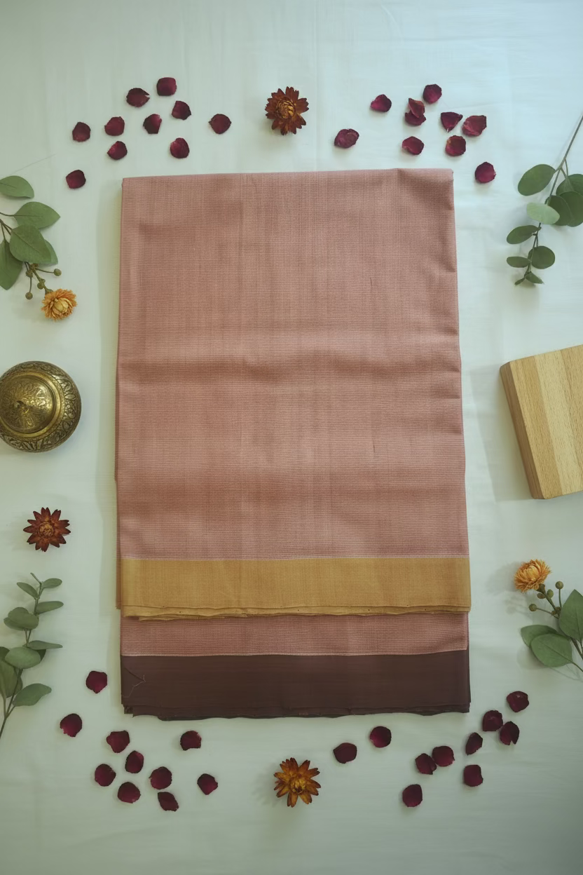 Pink with dual border Mangalagiri Cotton