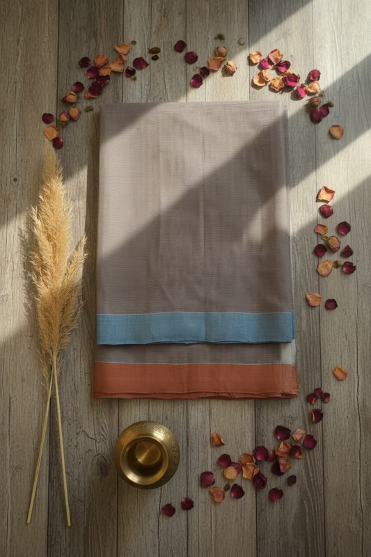 Dark grey with dual border Mangalagiri Cotton 2