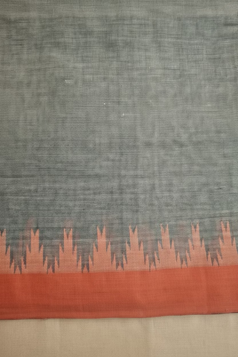 Denim Blue with Orange border Ponduru Cotton