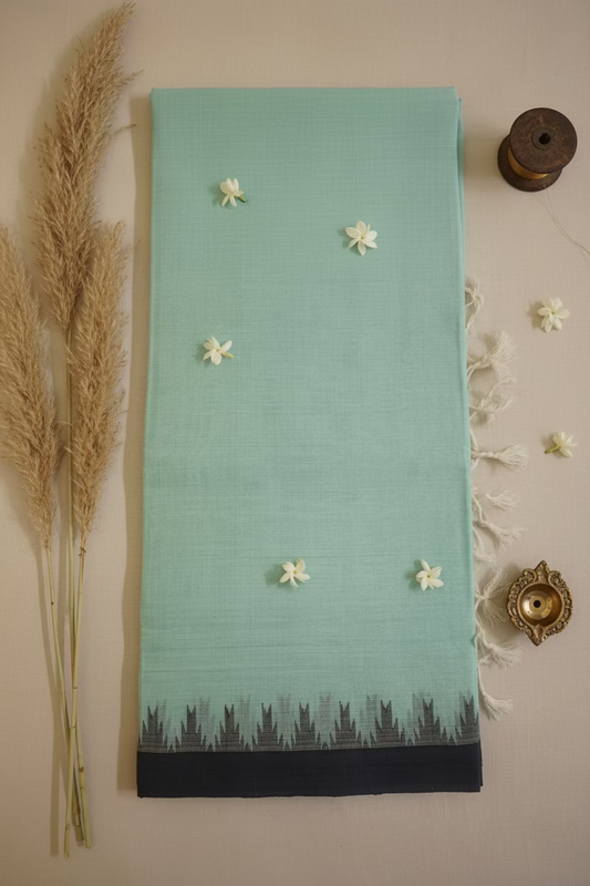 Sky blue with Black border Ponduru Cotton